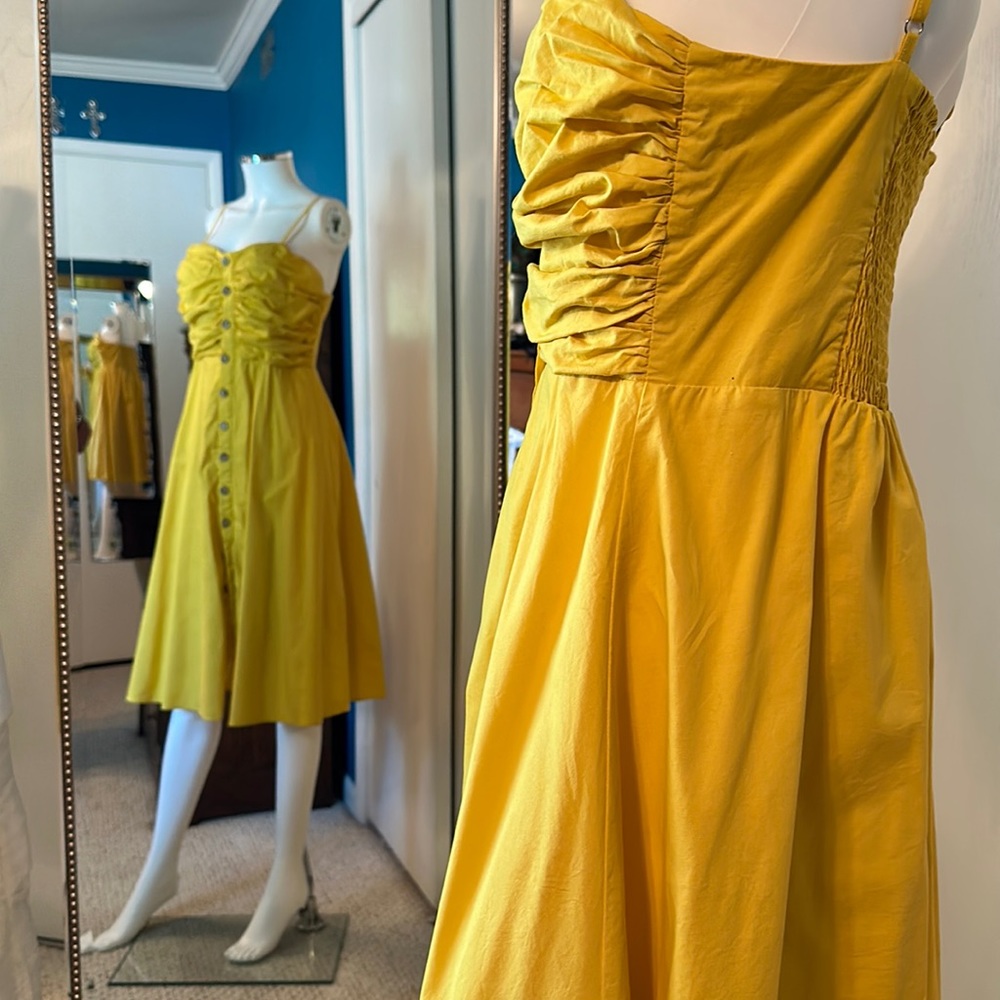 End of Summer Dress Sale - Yellow Button Front Midi